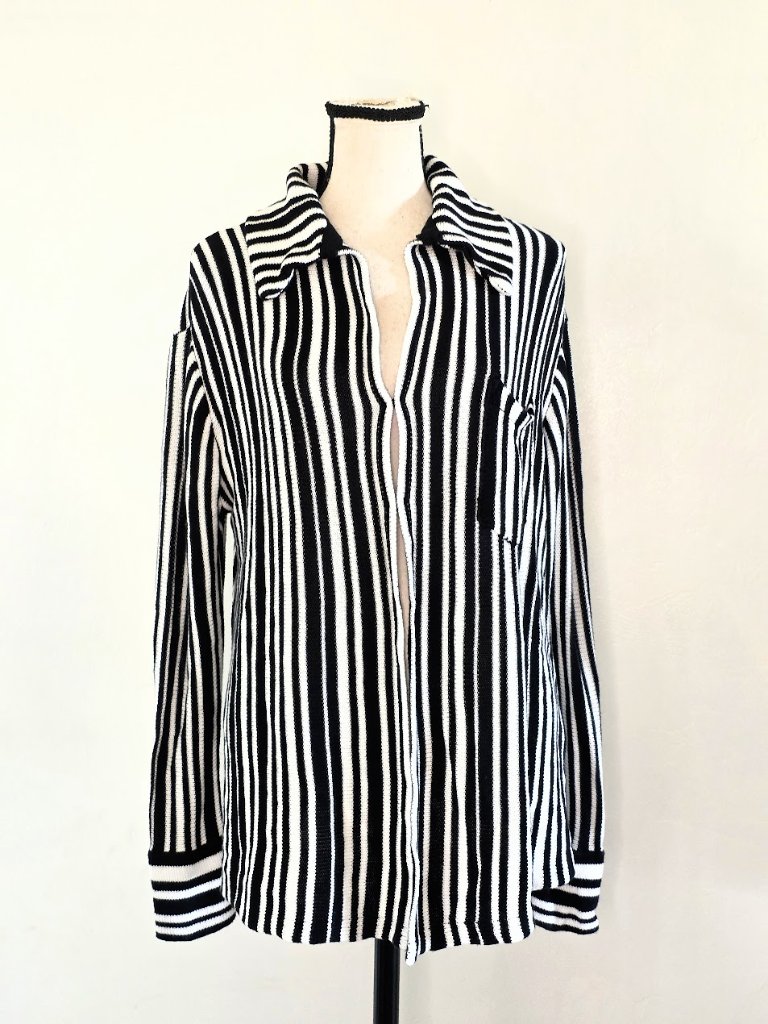 Miou Muse Like New Striped Long Sleeve Button Front Knit Top Size M